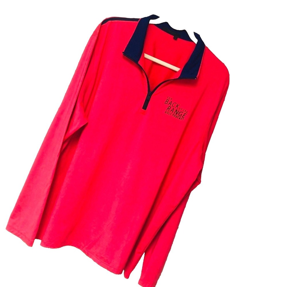 Greyson Back of the Range‎ Golf Podcast Quarter Zip Pullover Gym Coral Mens XL